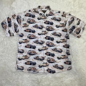 North River Oufitters Classic/ Antique Cars Hawaiian Style Short Sleeve Shirt L